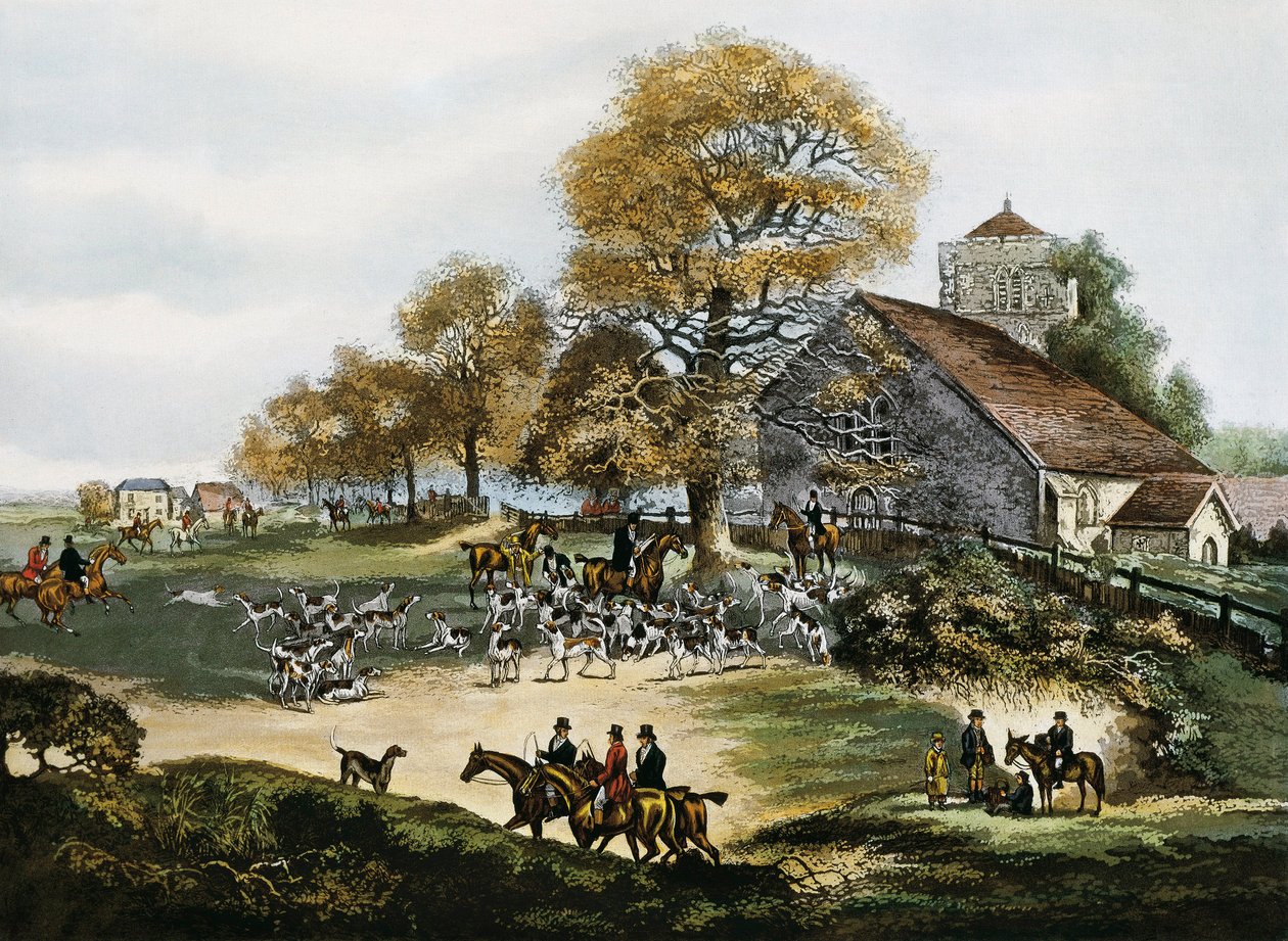 Rävjakt i Surrey, Storbritannien av Unknown artist