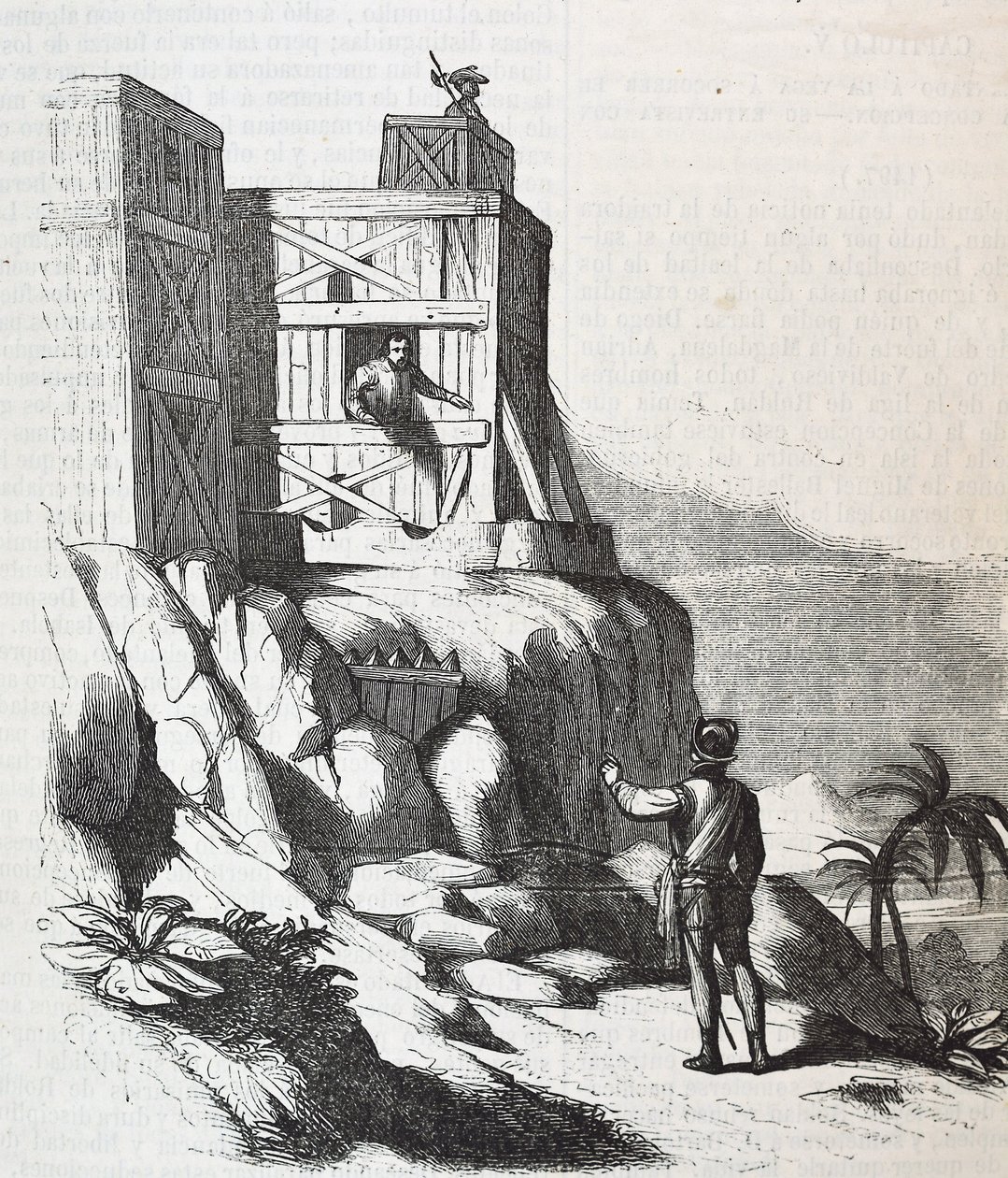 Francisco Roldan talar med Adelantado Bartholomew Columbus på ön Hispaniola, i Fort Concepcion 1497 av Unknown artist