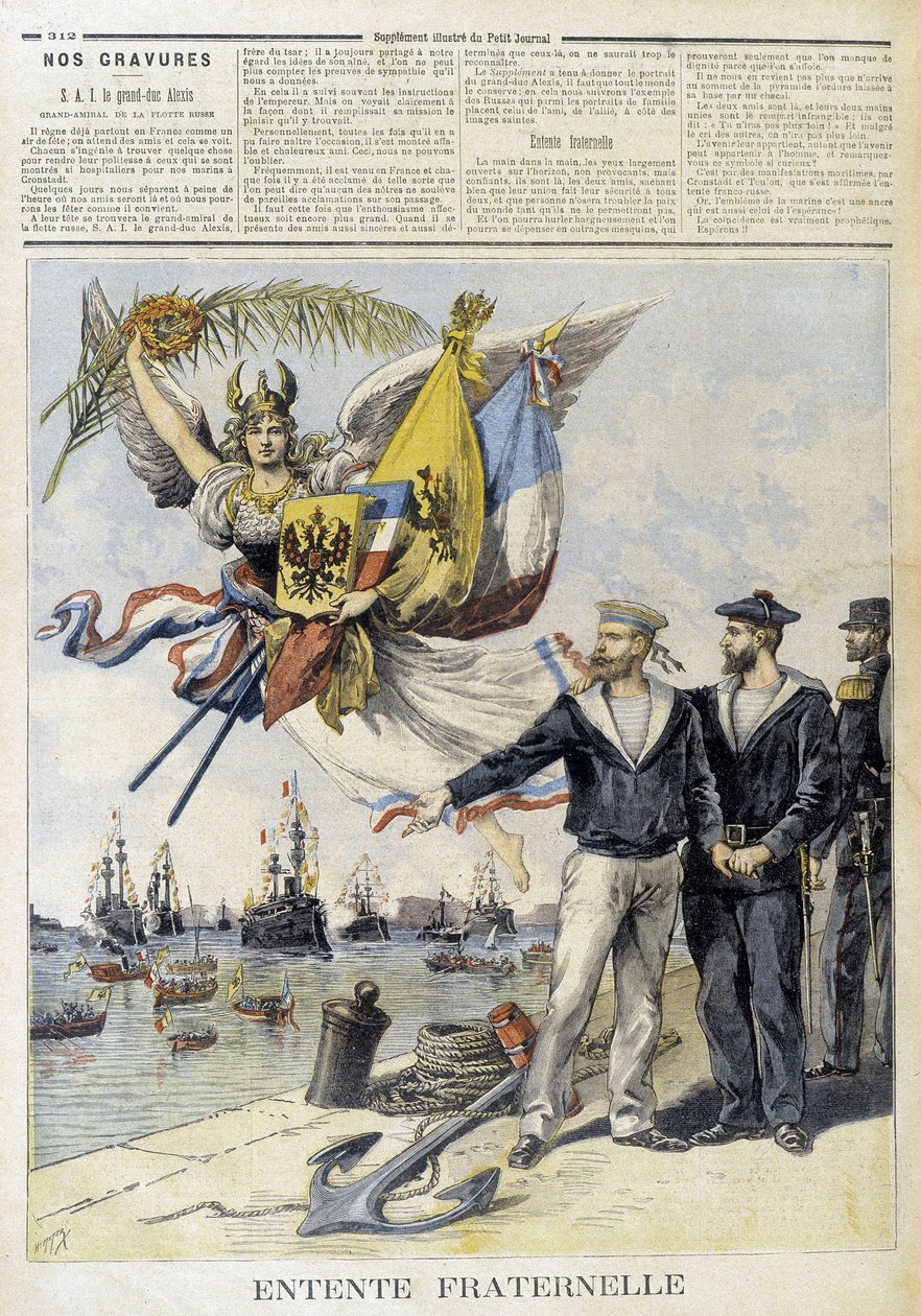 Fraternal Entente (allegorisk bild av den fransk-ryska ententen) - i "" Le Petité Journal"" av Unknown artist