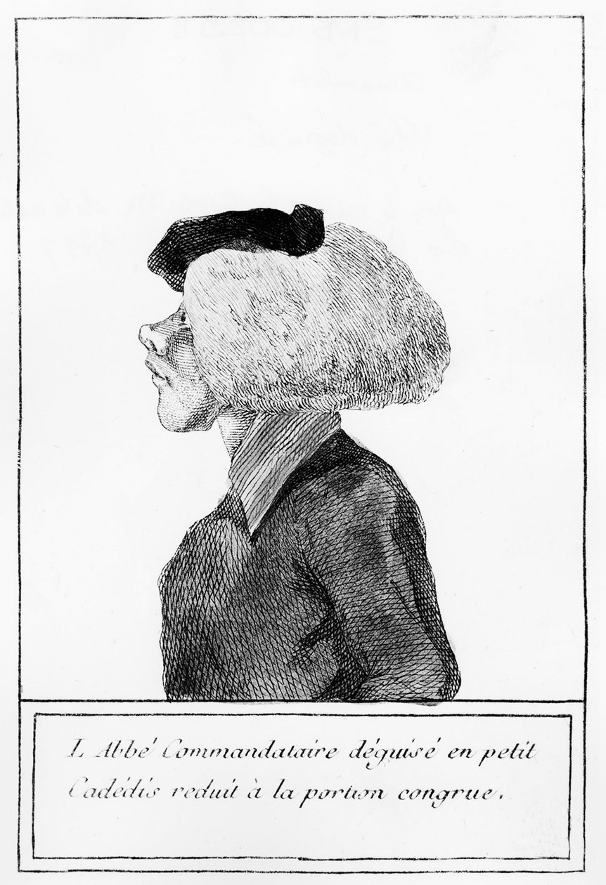 Franska revolutionen: efter tillhandahållandet av prästerskapets egendom till nationen, en representation av en förklädd abbot - gravyr av Unknown artist