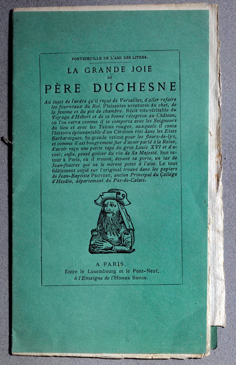 Franska revolutionen: omslag till "" La grande joie du Pere Duchesne"" omkring 1790. Privat samling av Unknown artist