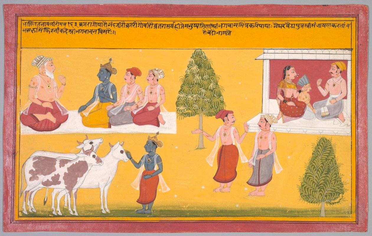 Krishnas vänner, folio 163 från en Bhakti Ratnavali från Vishnu Puri av Unknown artist