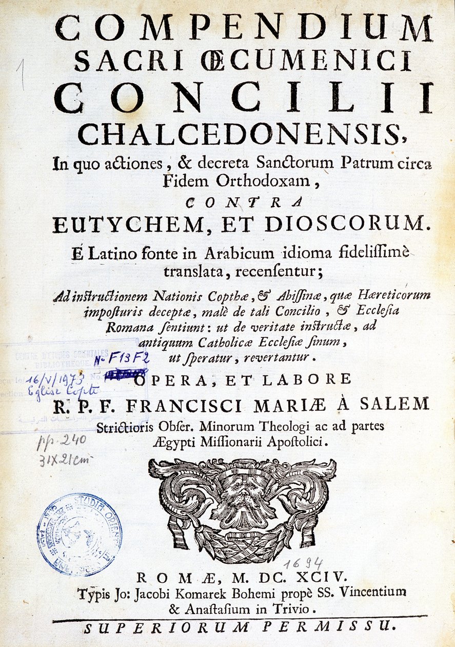 Framför "Compendium of the Ecumenical Council of Chalcedon"" av Unknown artist