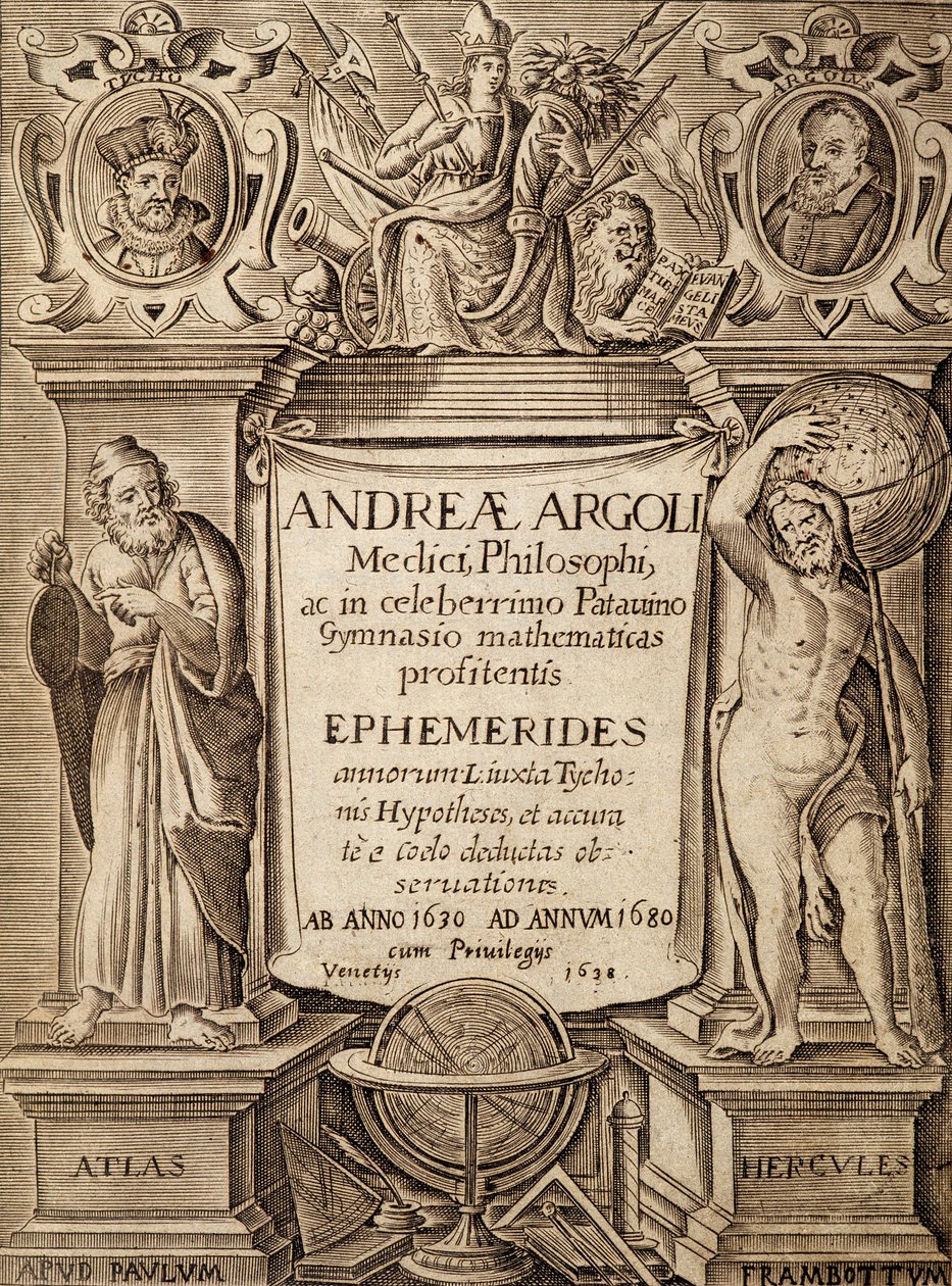 Frontispice av "Ephemerides" med Hercules och Atlas av Andreas Argoli av Unknown artist