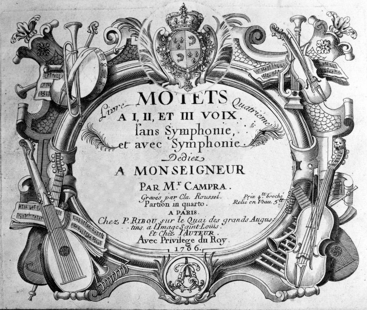 Frontispice av partituret i den fjärde motetboken av Andre Campra. 1706 av Unknown artist