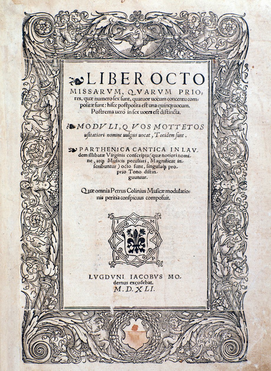 Frontispice från Liber octo Missarum (1541) av Unknown artist