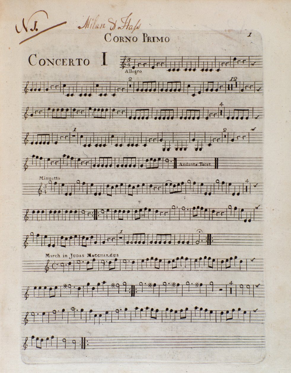 Frontispice av partitur av sex konserter i 8 delar av GB Sammartini och J A Hasse av Unknown artist