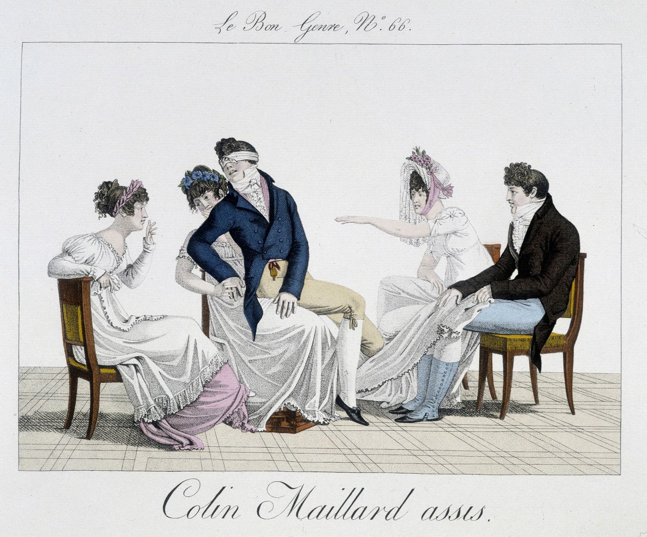 Spel: Le Colin Maillard sittande - i "" Le Bon-genren", nr 65 av Unknown artist