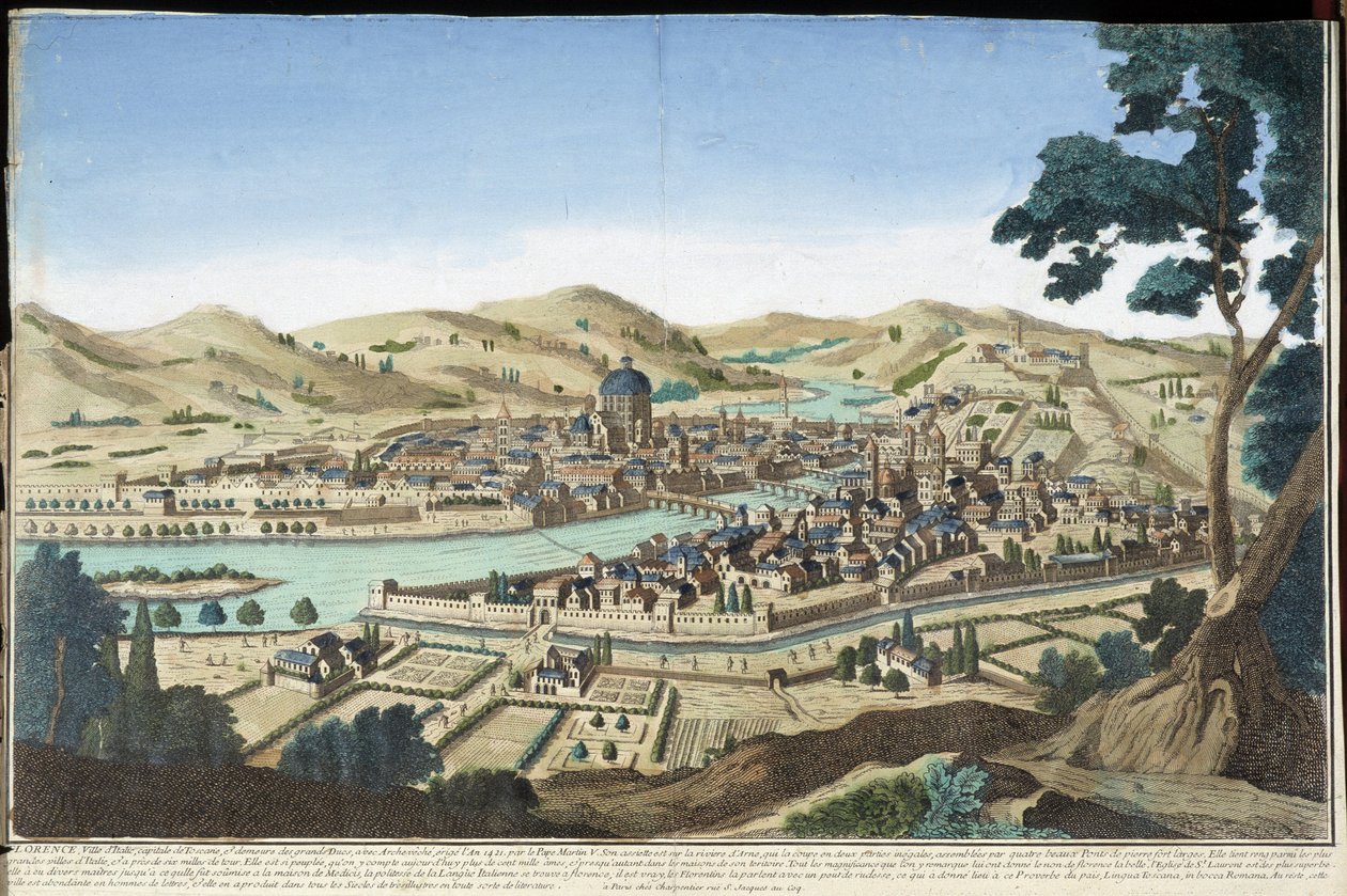 Översikt över Florens - gravyr av Unknown artist