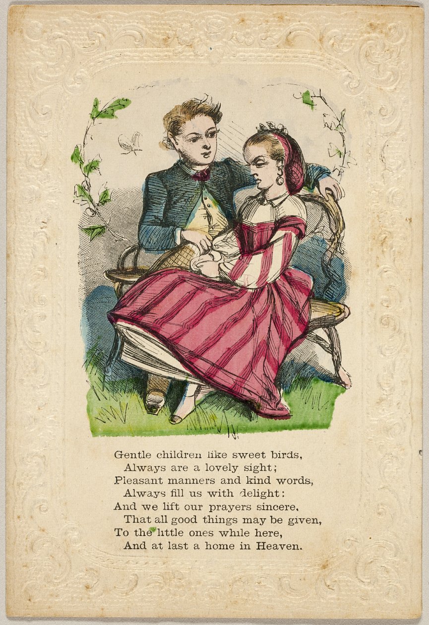 Milda barn som söta fåglar (valentin) av Unknown artist