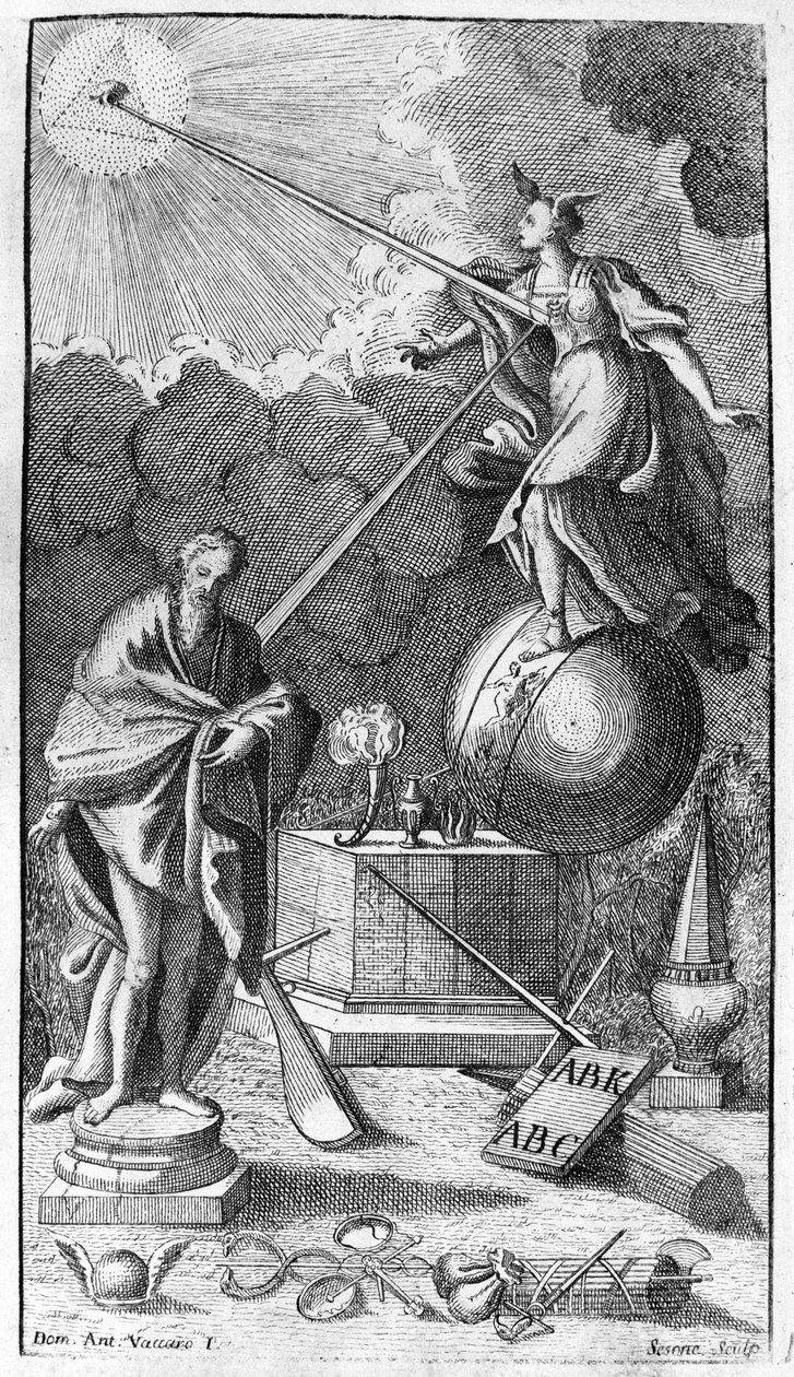 Giambattista Vico. Kallas även Giovanni, Gian Battista, Jean Baptiste eller Jean-Baptiste. Antiporta (falsk titel) av "La Scienza Nuova" ", Neapel 1744. av Unknown artist