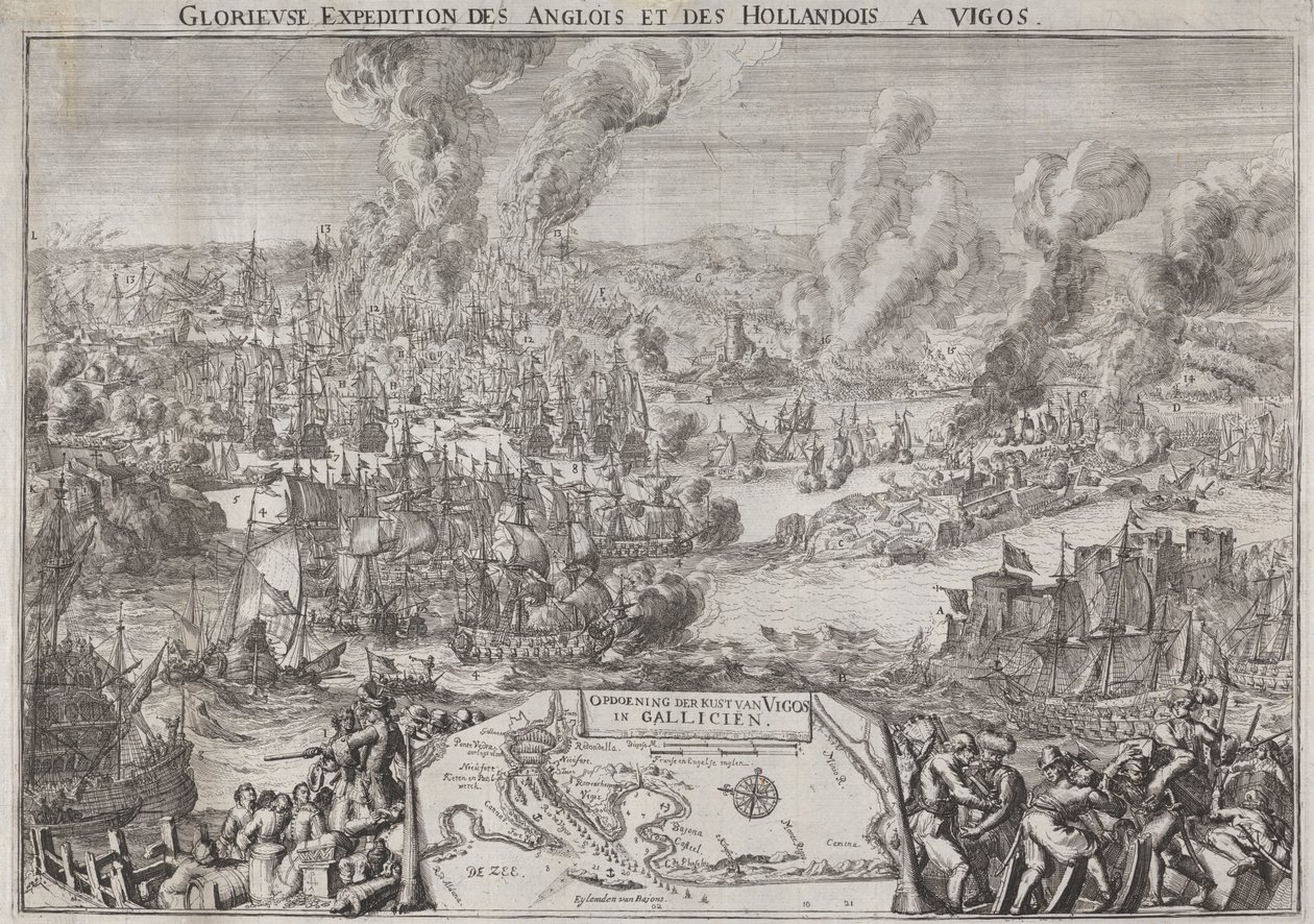 Glorious Expedition of the English and Dutch to Vigos (Amiral Rookes Victory off Vigo, 12 oktober 1702) av Unknown artist