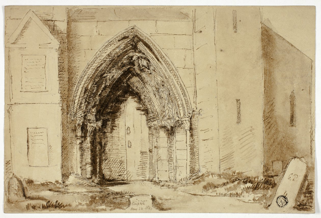 Gotisk kyrkportal av Unknown artist