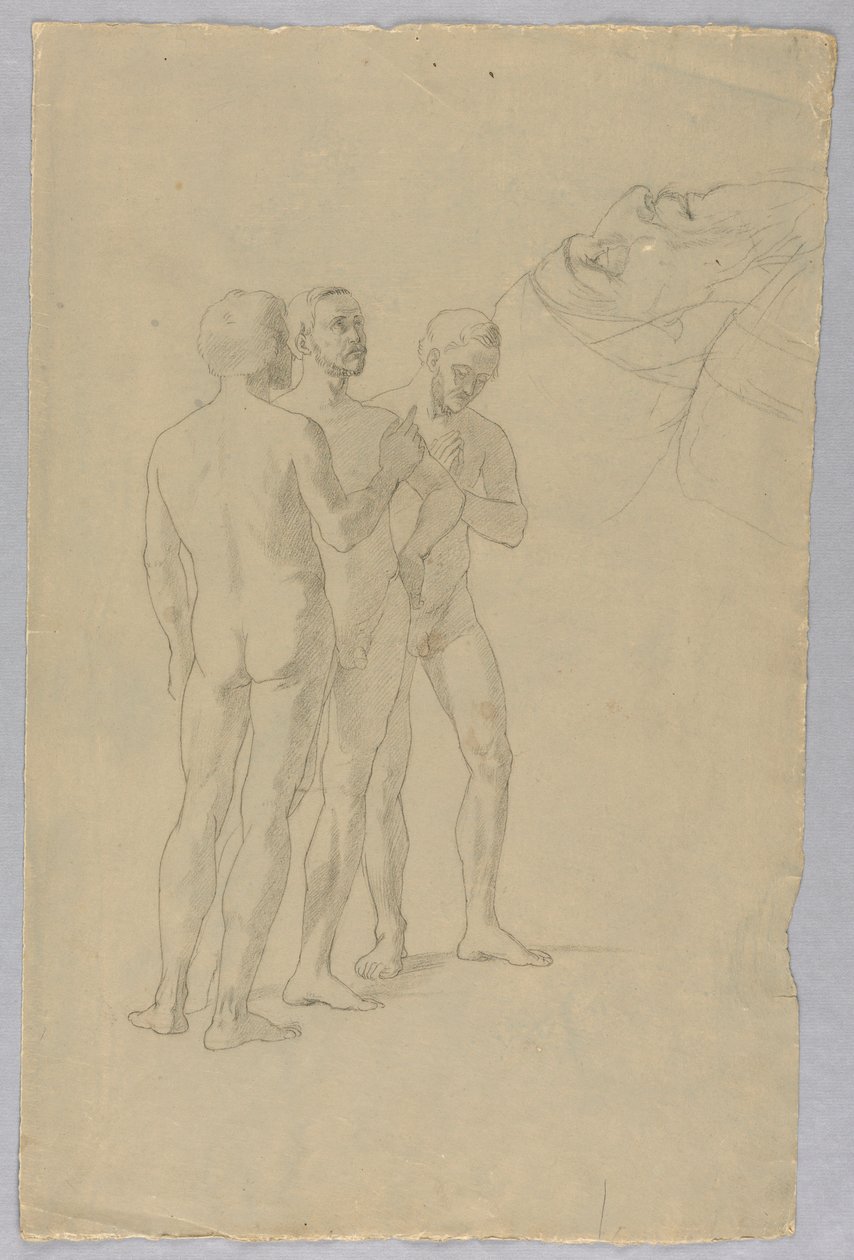 Grupp av tre manliga nakenbilder av Unknown artist