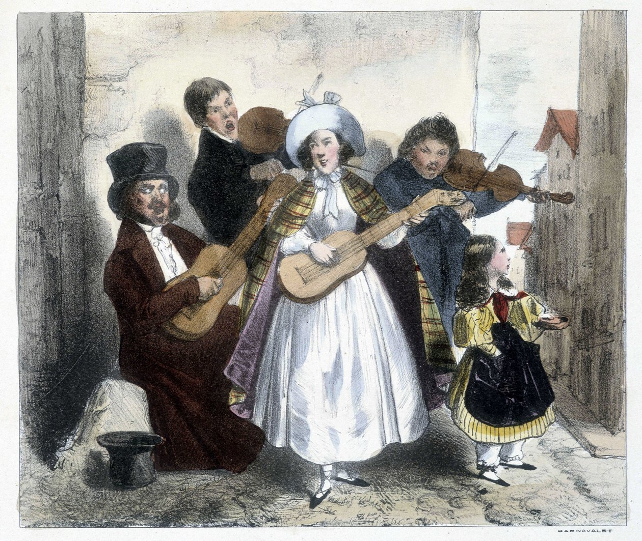 Grupp gatumusikanter, sent 1800-tal av Unknown artist