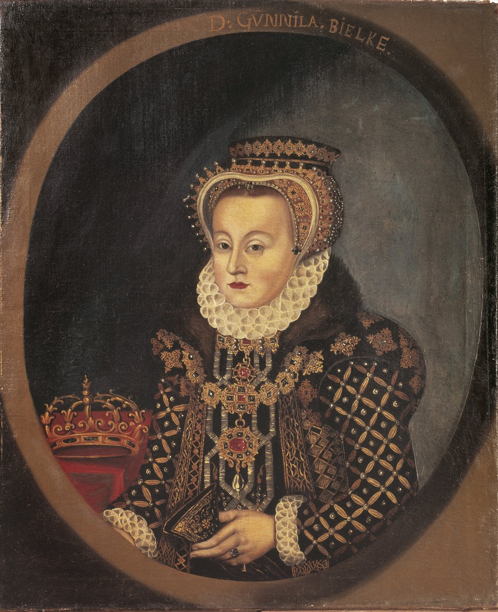 Gunilla Bielke, reine consort de Suede Finlande - Portrait of Gunilla Bielke (1568-1597), Queen of Sweden, Anonymous . Oil on canvas av Unknown artist