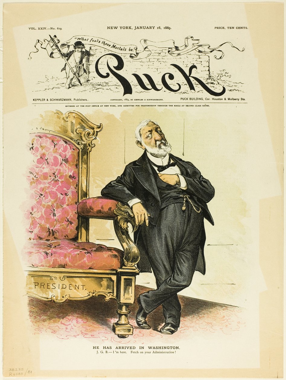 Han har anlänt till Washington, från Puck av Unknown artist