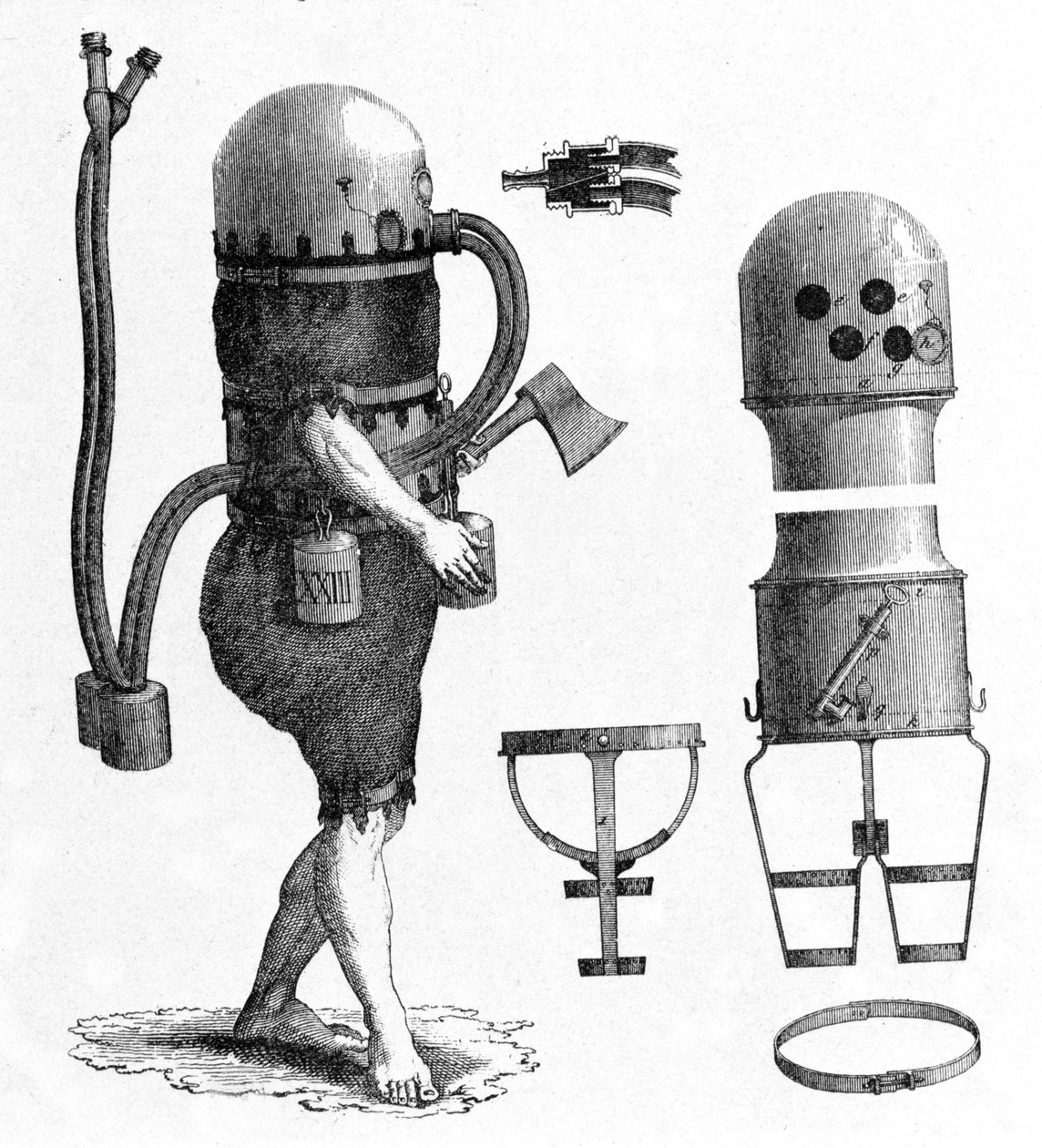 Han använde den för att dyka i Oder-vattnet 1797. av Unknown artist