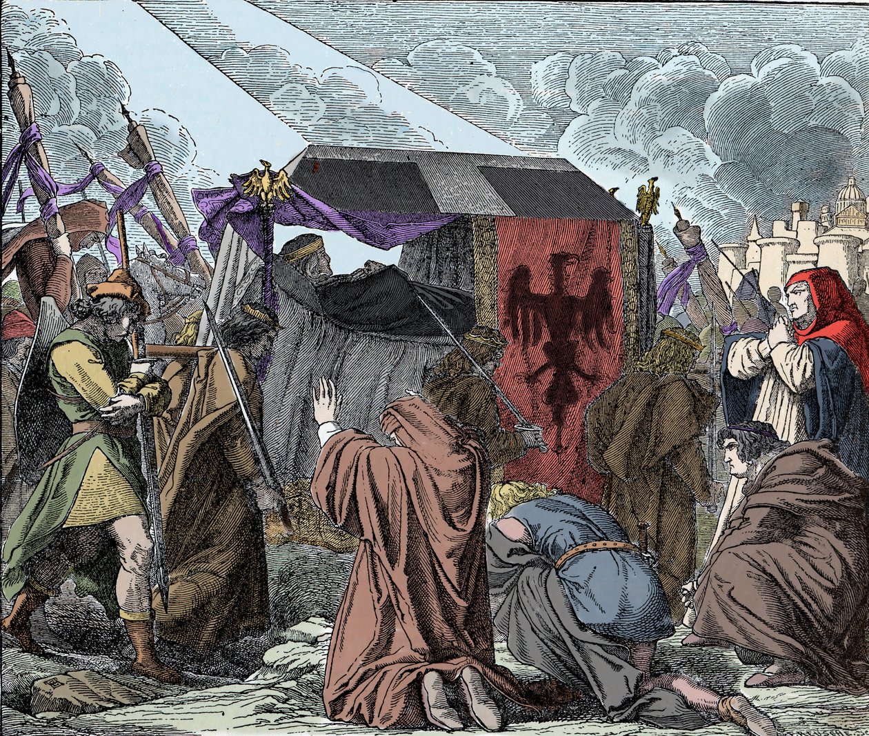 Henrik VII sörjd av sitt folk - Begravningen av Henrik VII av Luxemburg (ca 1275-1313), romarnas kejsare - av Unknown artist