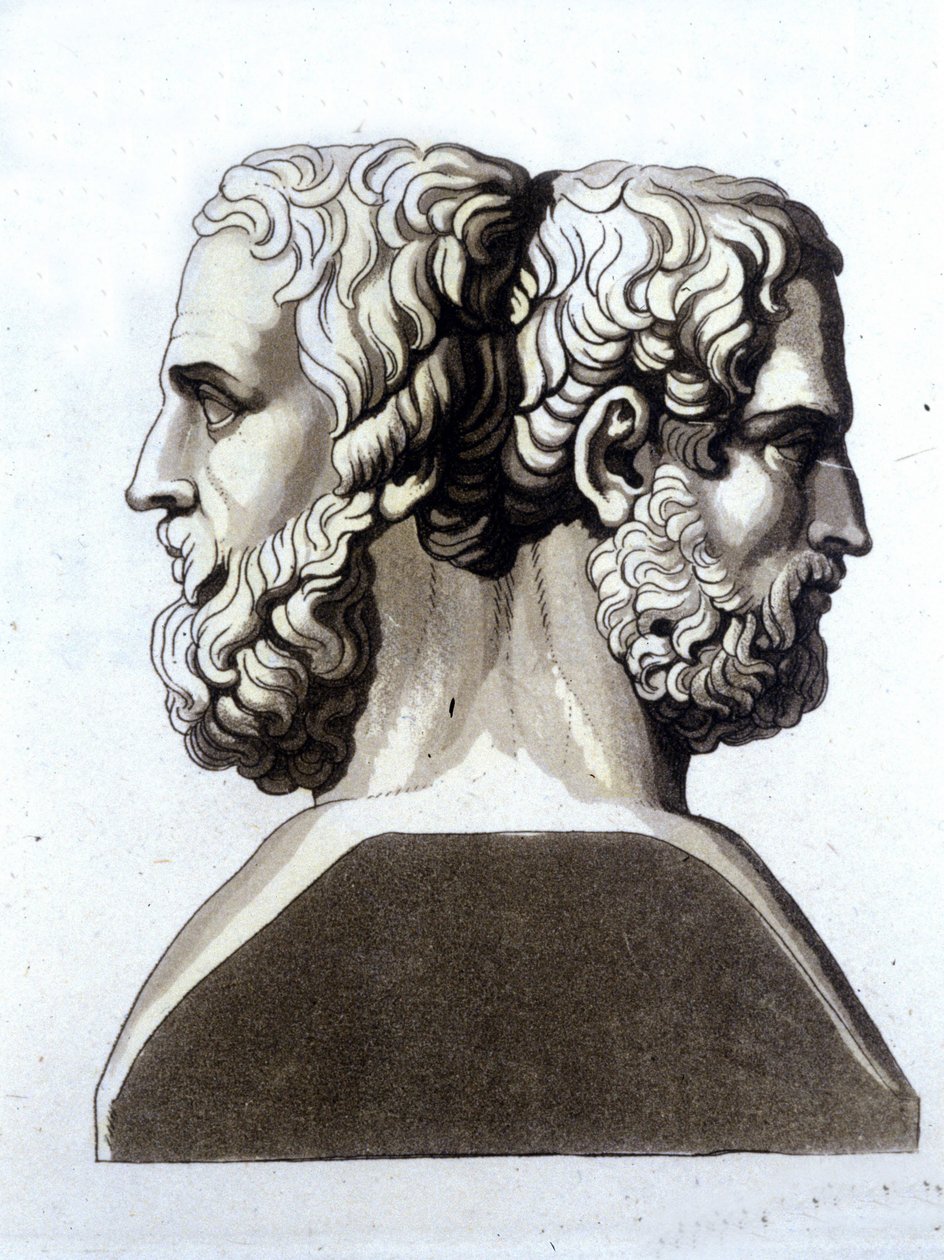 Herodotus (484 f.Kr. - 425 f.Kr.), grekisk historiker och Thucicid (ca 465 e.Kr. 395 f.Kr.), grekisk historiker. av Unknown artist