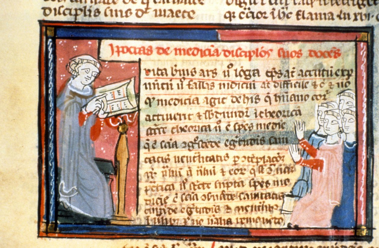 Hippokrates (-460 - -377) ger en ras - Illuminure of the Middle Ages (ref.418 av Unknown artist