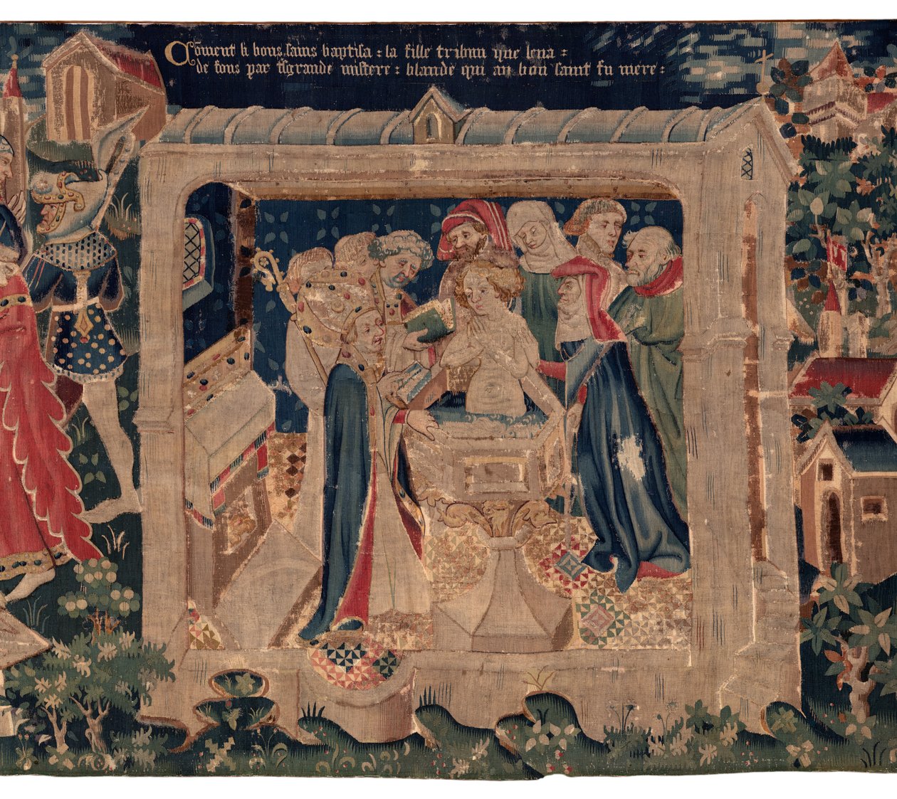 Historia om Saint Piat och Saint Eleuthère, Scen 13: dop av Blanda (Hur de goda helgonen döpte dottertribunen som samlade in pengar genom mycket stort mysterium: Blande som var mor till det goda helgonet). av Unknown artist