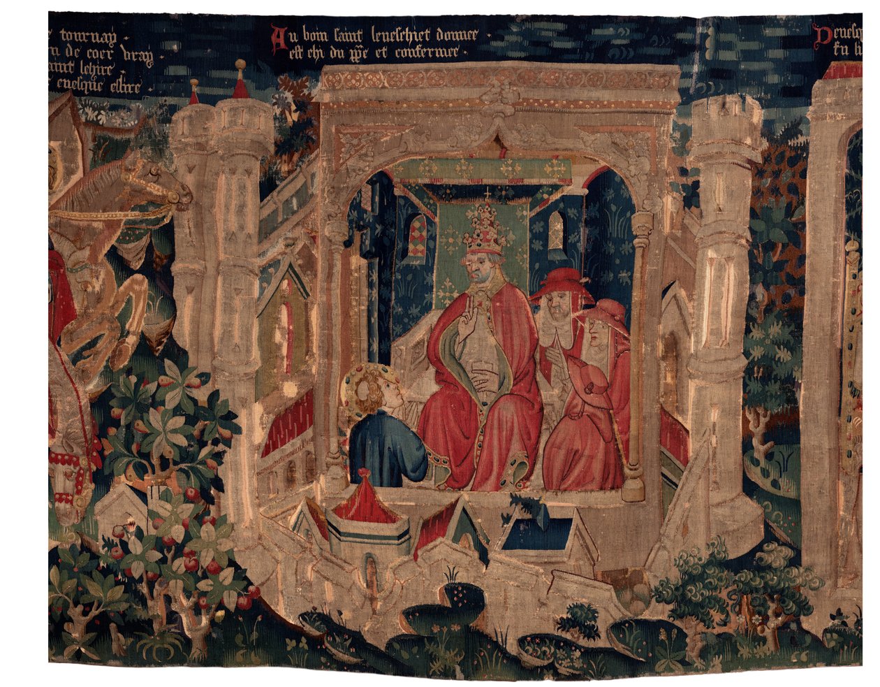 Historia om Saint Piat och Saint Eleuthère, scen 9 Saint-Éleuthère bekräftas som biskopen av Tournai (Au boin saint l