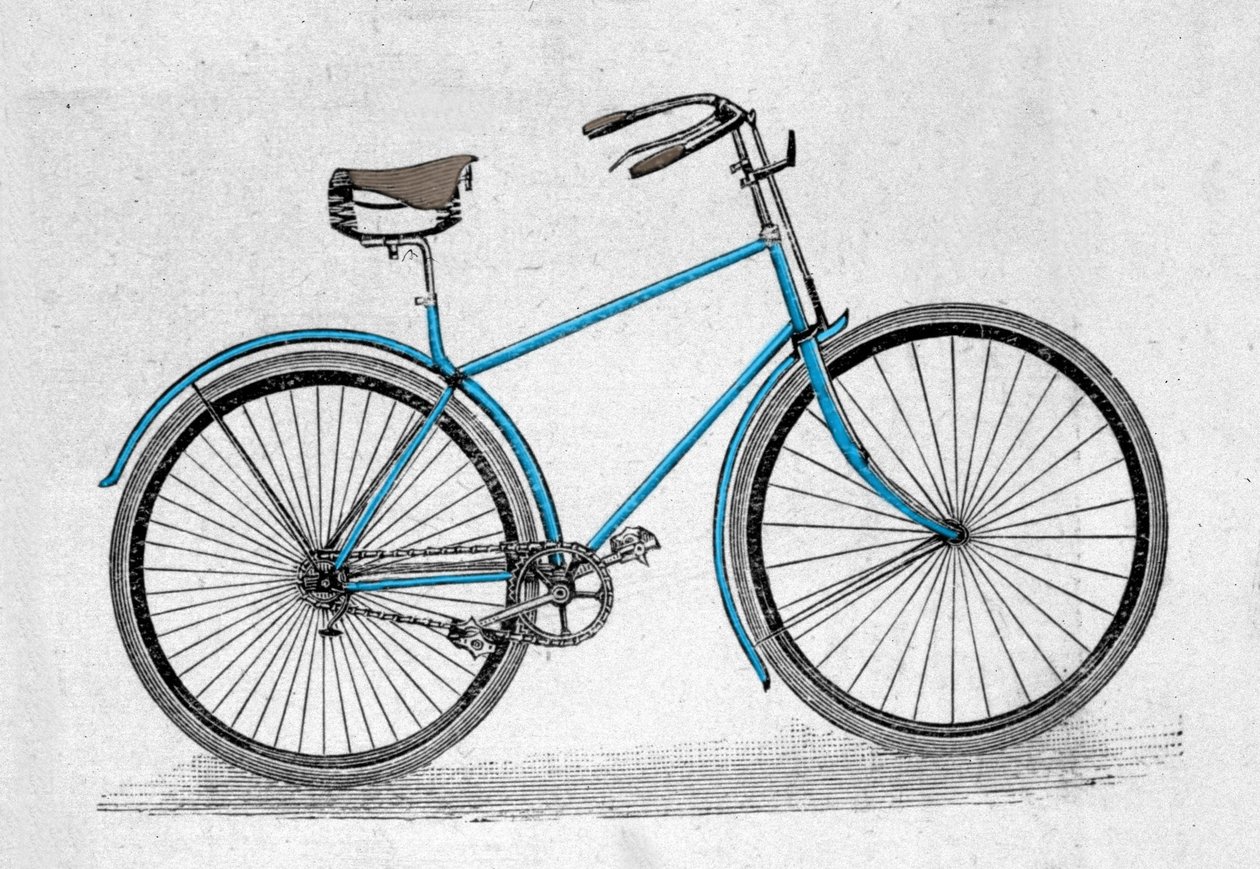 Cykelmodell i ihålig gummi. Uppfinningen av gummidäck av engelsmannen John Boyd Dunlop går tillbaka till 1888. av Unknown artist