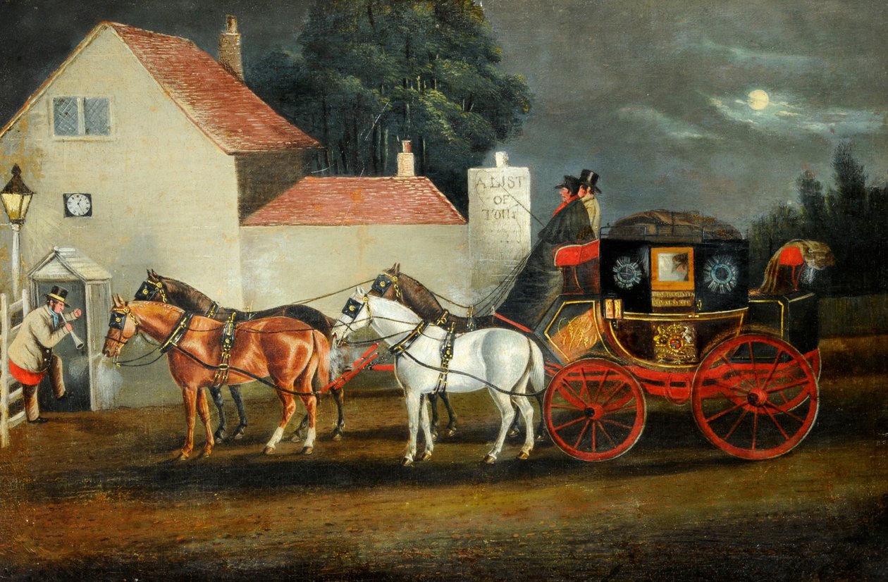 Hull and London Royal Mail Coach, ca 1860 (olja på duk) av Unknown artist
