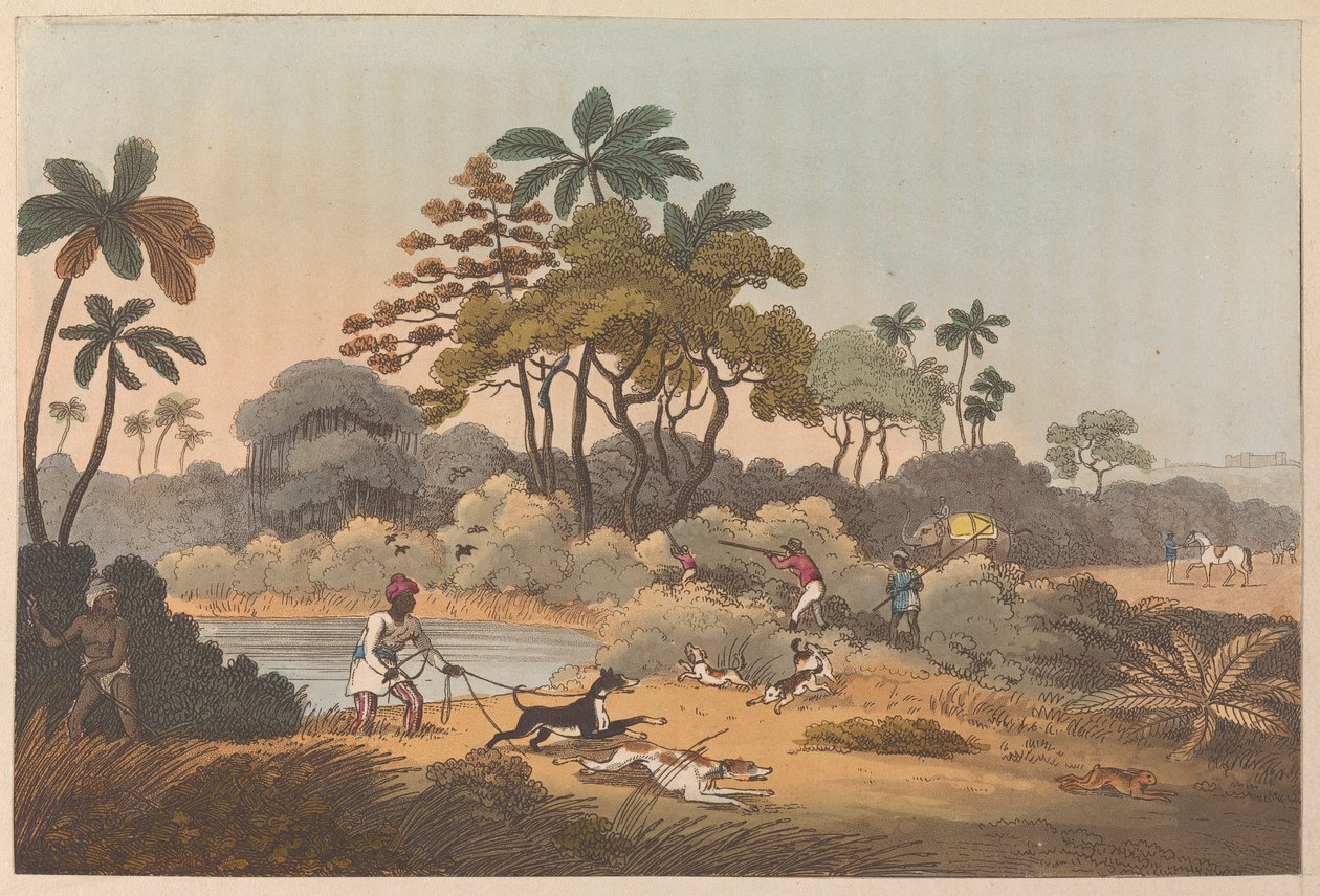 Jaktscen i Indien av Unknown artist
