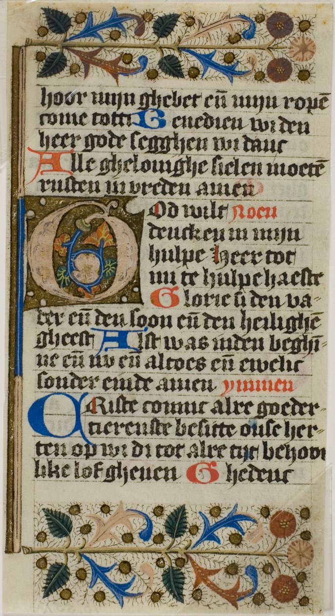 Illuminerat initialt "G" från en bönbok av Unknown artist