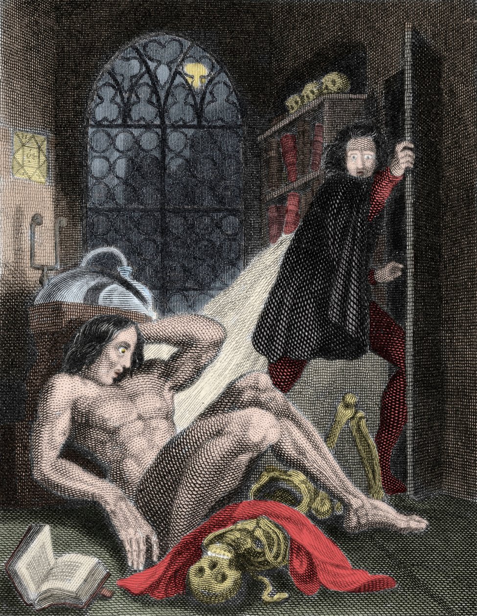 Illustration för "" Frankenstein"" av den brittiska författaren Mary Wollstonecraft Shelley (1797-1851). 1831: 