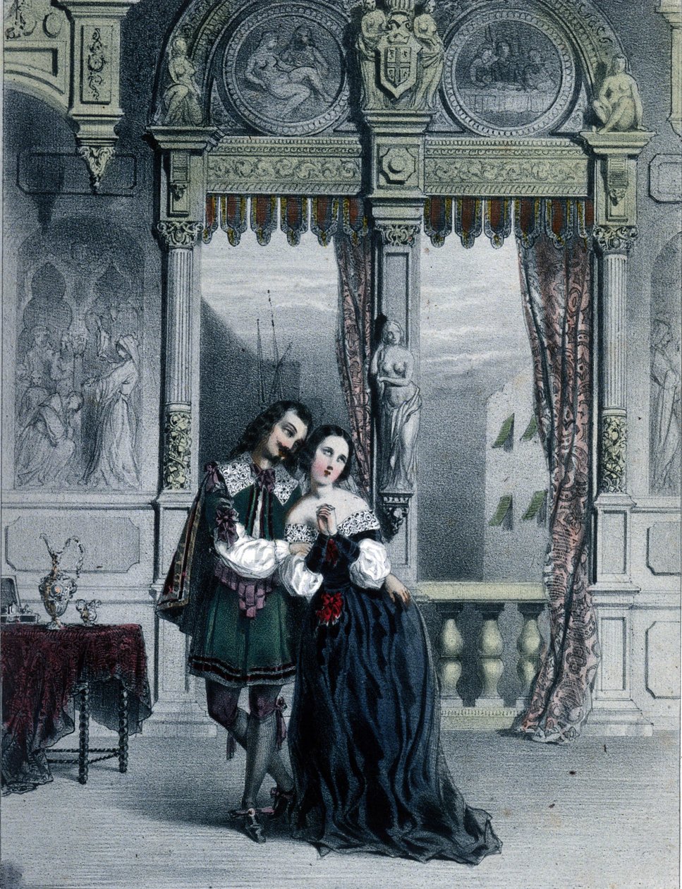 Illustration till andra akten av operan "Alessandro Stradella" av Friedrich von Flotow (1812-1883) tysk kompositör av Unknown artist