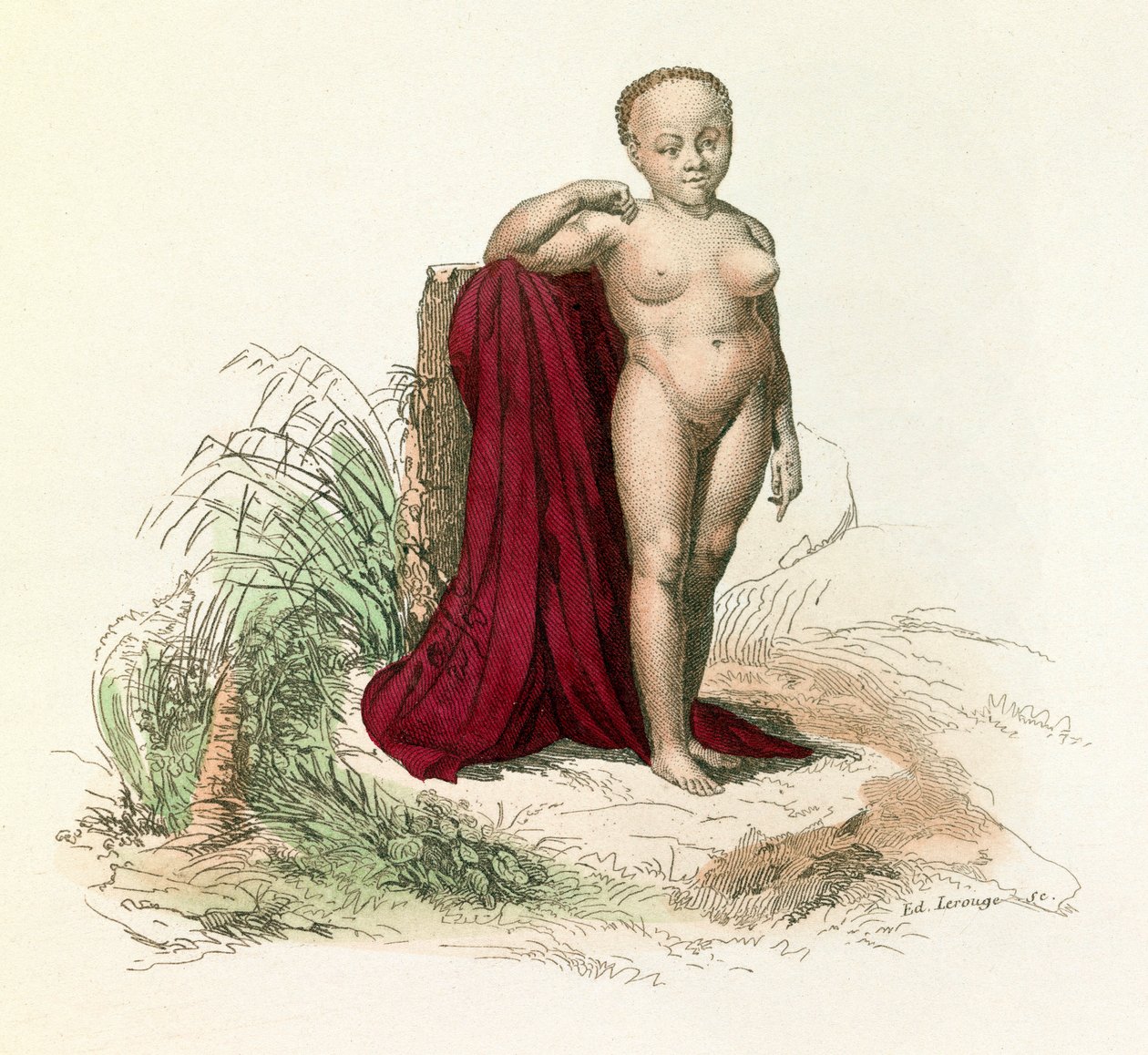 Illustration från boken "Buffons samlade verk": Människans naturhistoria: Vit negress (gravyr) av Unknown artist