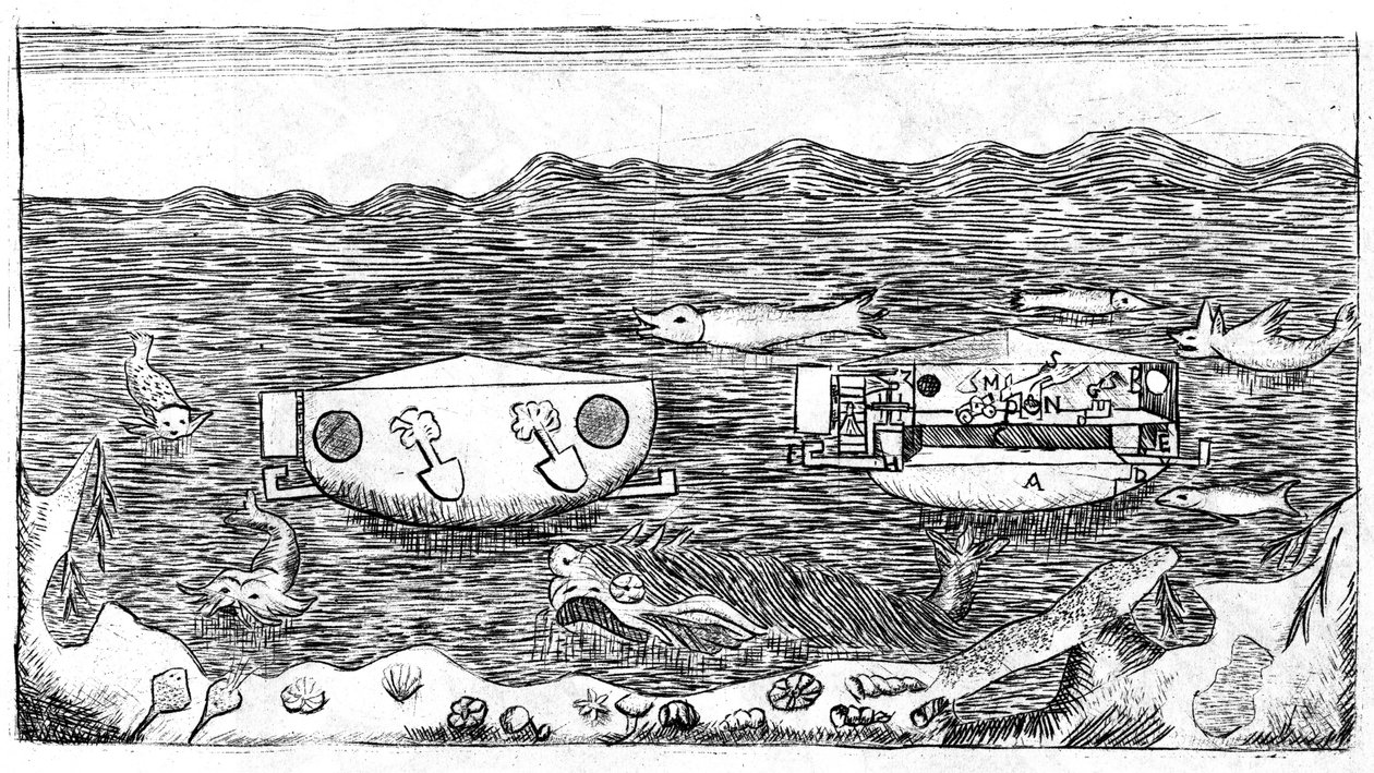 Illustration av slutet av 1700-talet om hur man navigerar under vatten i "" Ny avhandling om den sanna rätningen av cirkeln mätt exakt med diametern, användbar för trigonometri ... Med en avhandling om hur man navigerar under vattnet, i av Unknown artist