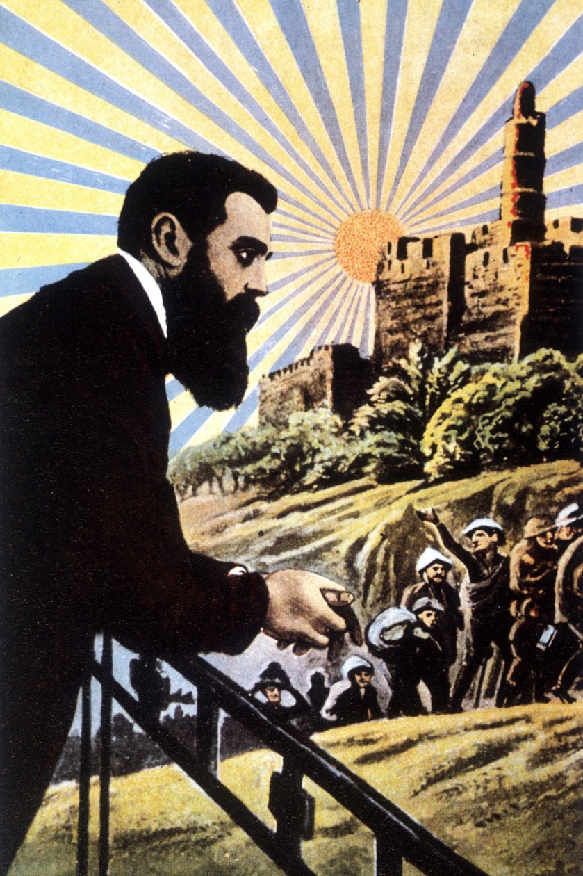 Illustration som föreställer Theodor Herzl (1860 - 1904), judisk författare av ungerskt ursprung. av Unknown artist