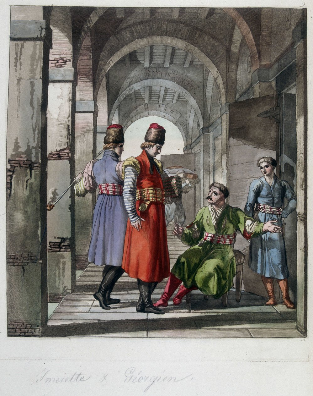 Imerette och georgiska, Kaukasus. I ""Den gamla och moderna kostymen"" av Unknown artist