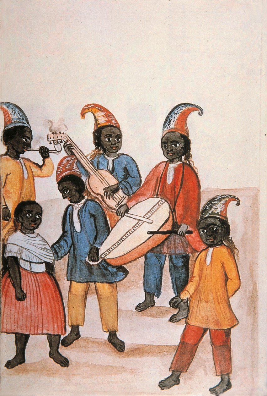 Indisk dans, från boken "Trujillo del Peru" eller "Códice Martínez Compañón", av Baltazar Martinez Compañón y Bujanda, biskop av Trujillo (1782-1785) av Unknown artist