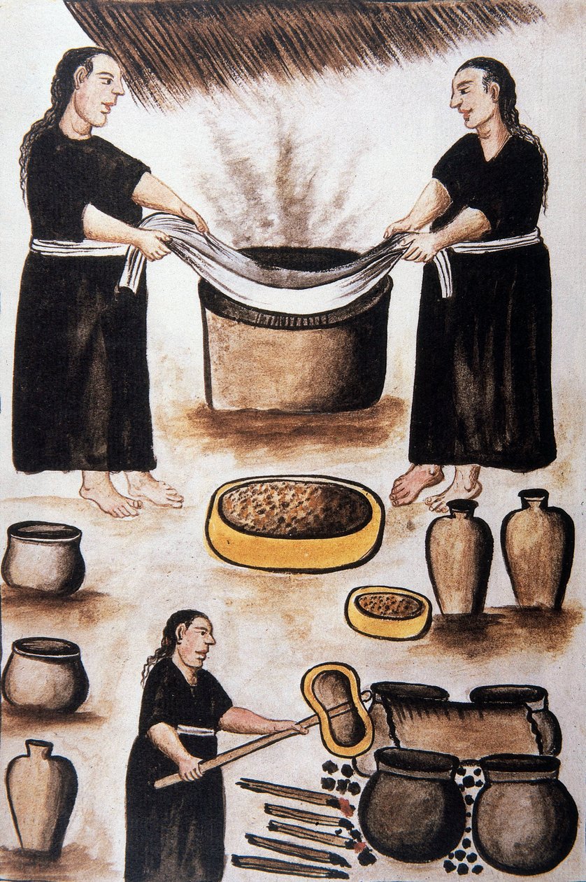 Indianer som lagar kött, från boken "Trujillo of Peru" eller "Codex Martinez Companion", av Baltazar Martinez Companion och Bujanda, biskop av Trujillo (1782-1785) av Unknown artist