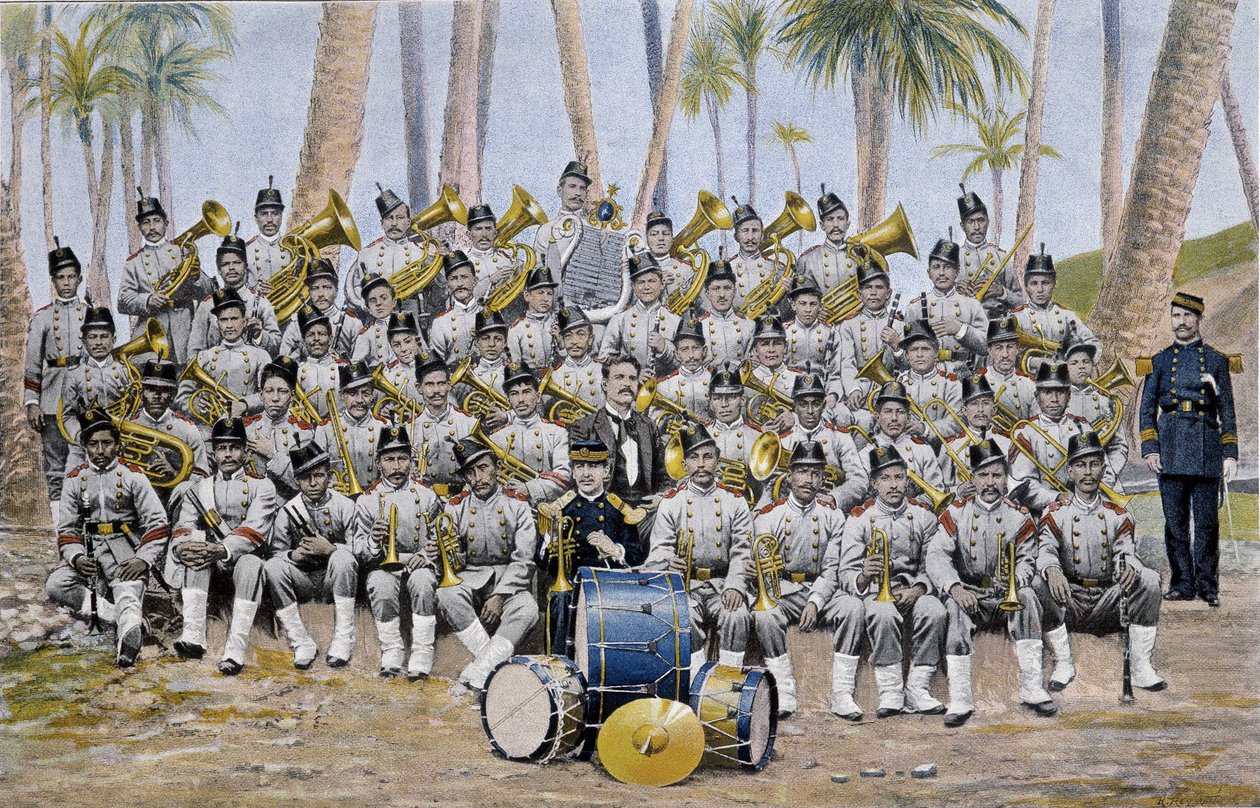 Infanteriband i republiken Ecuador i slutet av 1800-talet. av Unknown artist