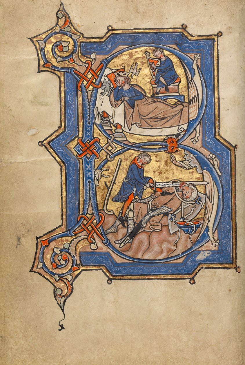 Inledande text B: David spelar harpa för Saul och David och Goliat av Unknown artist