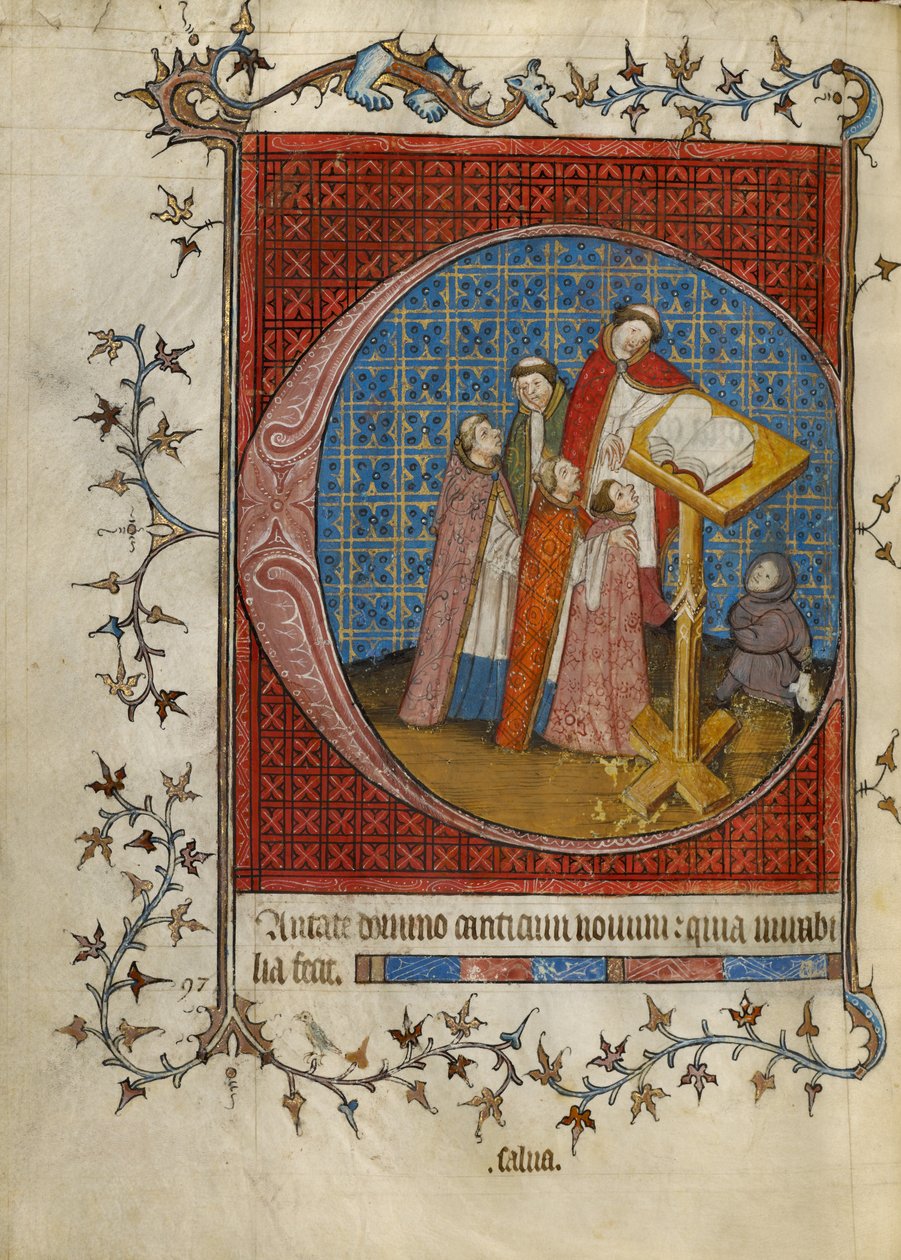 Initial C: Kleriker som sjunger ur en körbok av Unknown artist