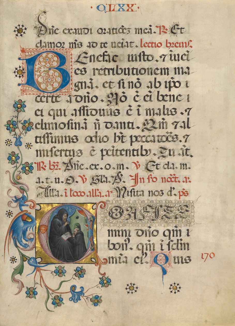 Initial C: Sankt Benedictus välsignar Maurus av Unknown artist