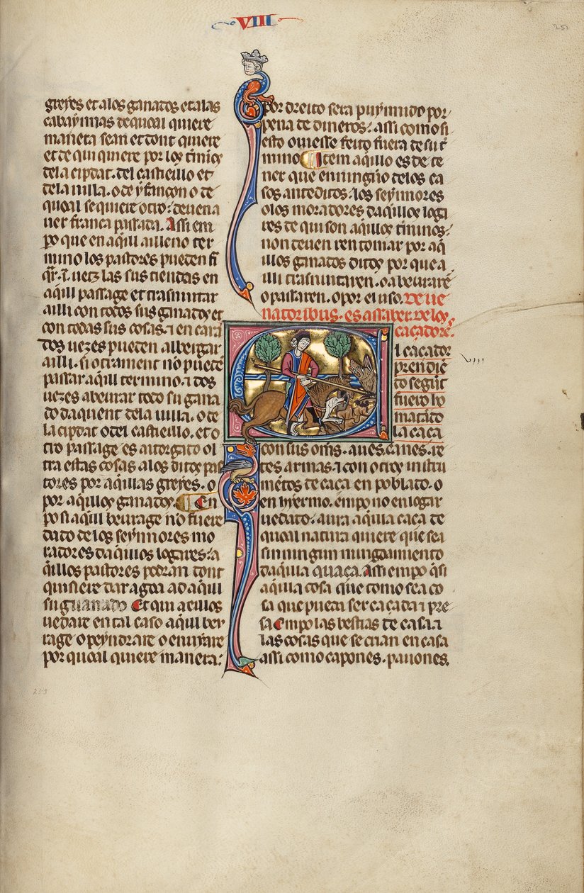 Initial E: En jägare som dödar ett vildsvin av Unknown artist