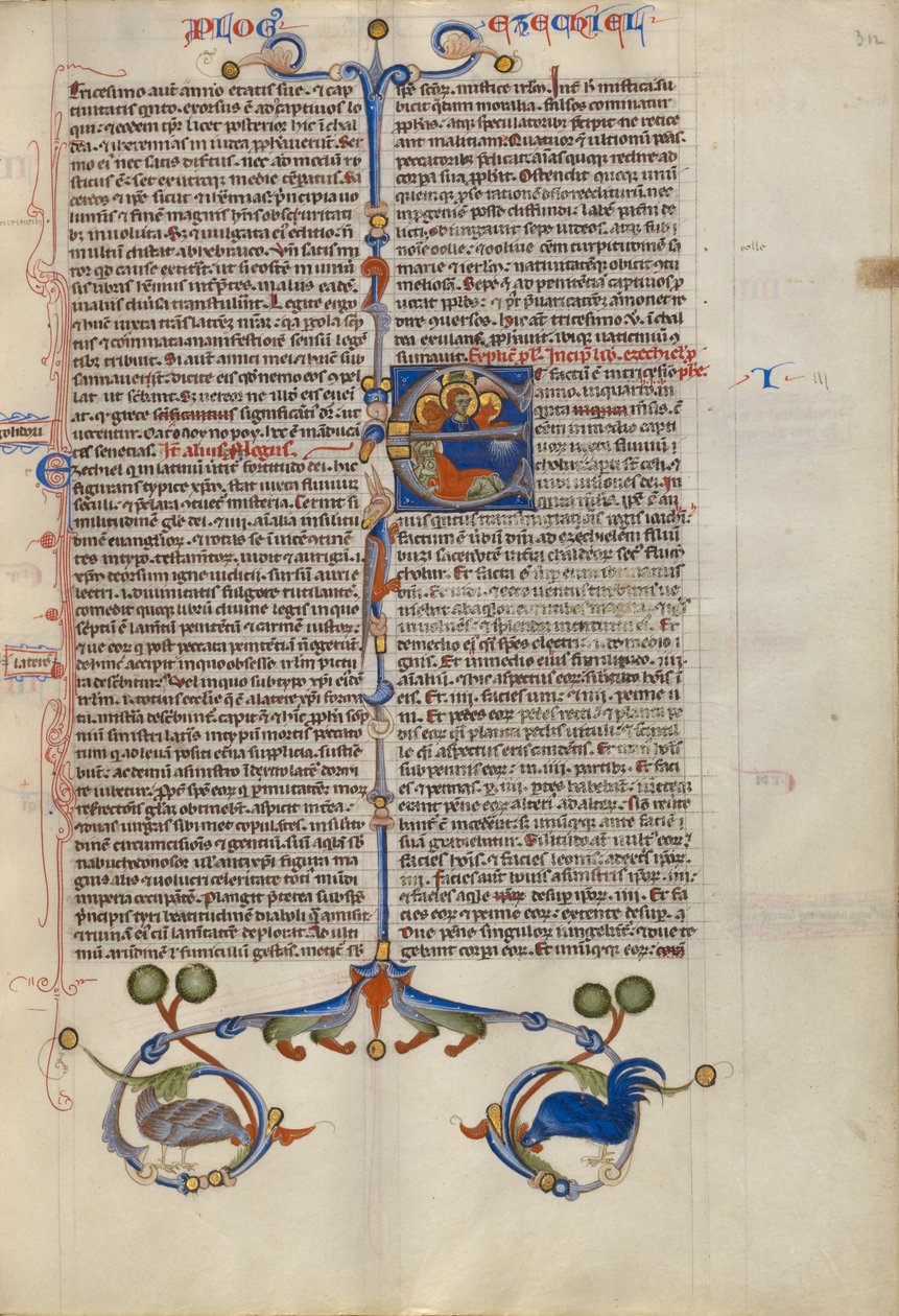 Inledande E: Hesekiel drömmer om de fyra evangelistsymbolerna av Unknown artist
