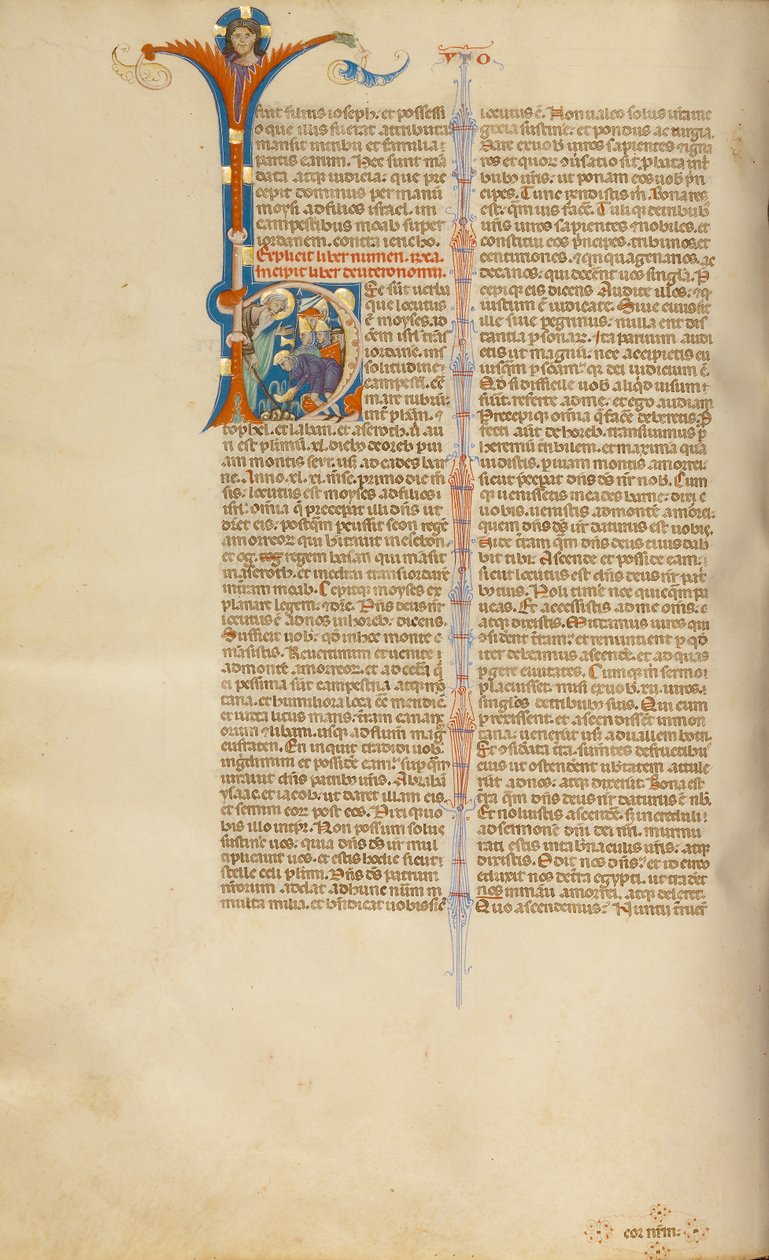 Initial H: Moses hämtar vatten ur klippan och en israelit hämtar vatten av Unknown artist