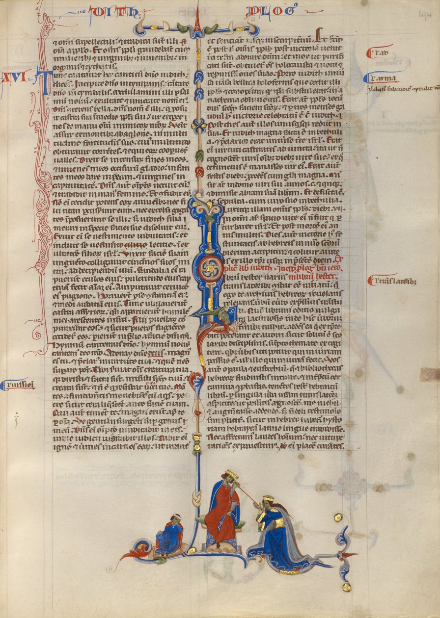 Initial L: Ester inför kung Ahausuerus av Unknown artist