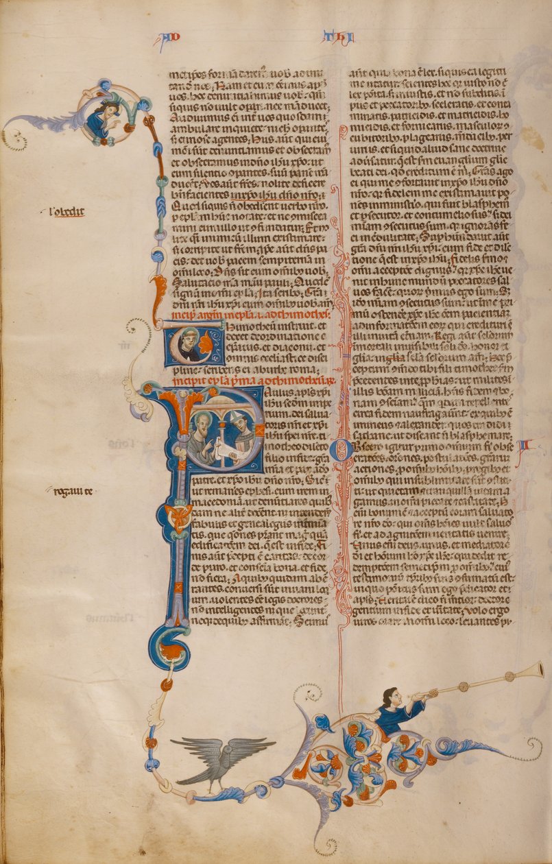 Initial P: Sankt Paulus ger ett brev till en biskop av Unknown artist