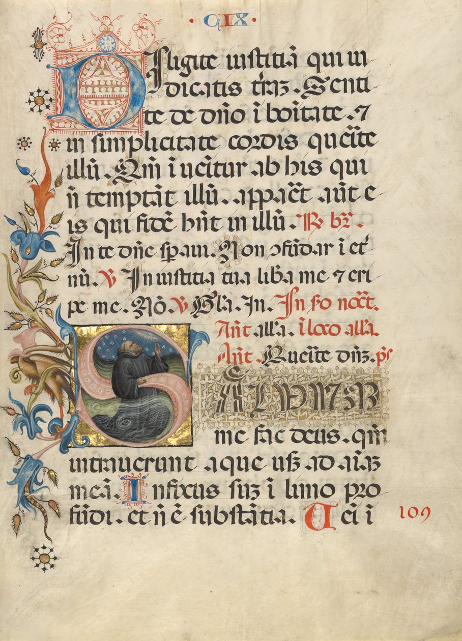 Initial S: En munk som ber i vattnet av Unknown artist
