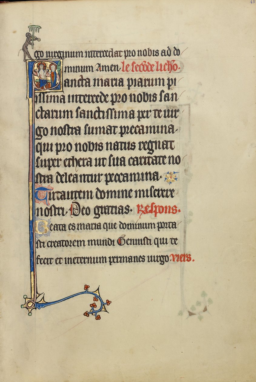 Initial S: Jungfru Maria och Kristus som visar sina sår av Unknown artist